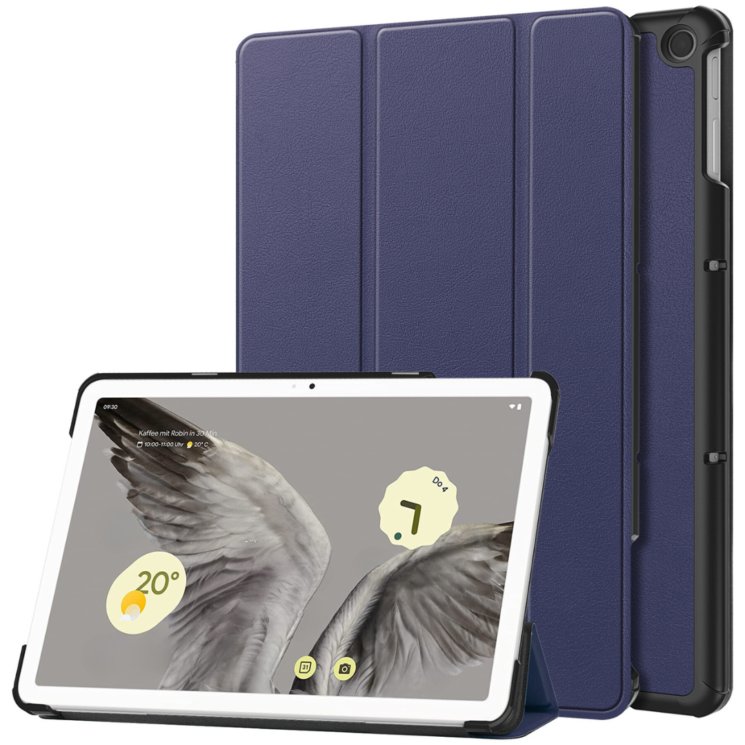 Case2go - Tablet hoes geschikt voor Google Pixel Tablet (2023) - Tri-Fold Book Case - Donker Blauw afbeelding