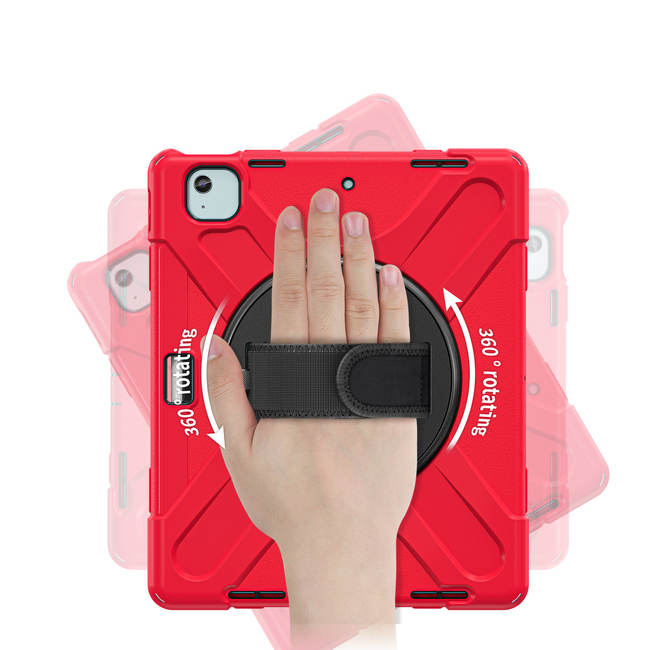 Case2go- Tablet Hoes geschikt voor Apple iPad Air 13 (2024) / iPad Pro 12.9 (2018/2020/2021/2022) - Hand Strap Heavy Armor Case - Rood