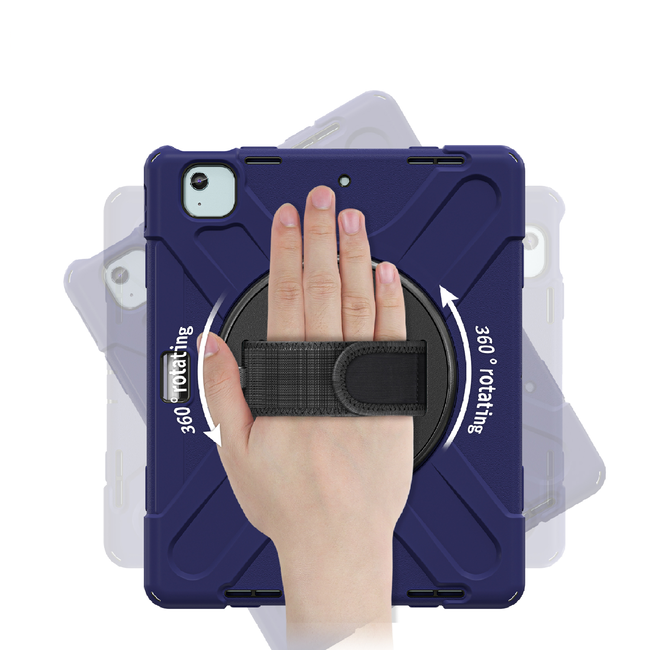 Case2go- Tablet Hoes geschikt voor Apple iPad Air 13 (2024) / iPad Pro 12.9 (2018/2020/2021/2022) - Hand Strap Heavy Armor Case - Donker Blauw