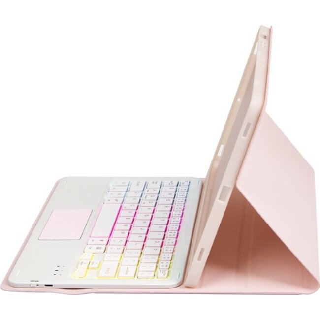 Toetsenbord hoes geschikt voor Samsung Galaxy Tab S10 Plus / Tab S9 Plus / Tab S9 FE Plus - 12.4 Inch - QWERTY - RGB - Stylus pen houder en Touchpad - Roze