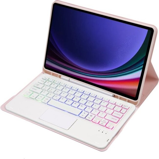 Toetsenbord hoes geschikt voor Samsung Galaxy Tab S10 Plus / Tab S9 Plus / Tab S9 FE Plus - 12.4 Inch - QWERTY - RGB - Stylus pen houder en Touchpad - Roze