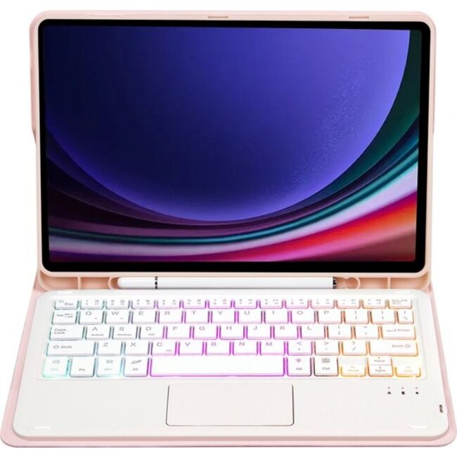 Toetsenbord hoes geschikt voor Samsung Galaxy Tab S10 Plus / Tab S9 Plus / Tab S9 FE Plus - 12.4 Inch - QWERTY - RGB - Stylus pen houder en Touchpad - Roze