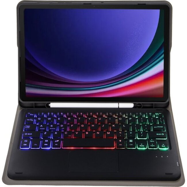 Toetsenbord hoes geschikt voor Samsung Galaxy Tab S10 Plus / Tab S9 Plus / Tab S9 FE Plus - 12.4 Inch - QWERTY - RGB - Stylus pen houder en Touchpad - Zwart