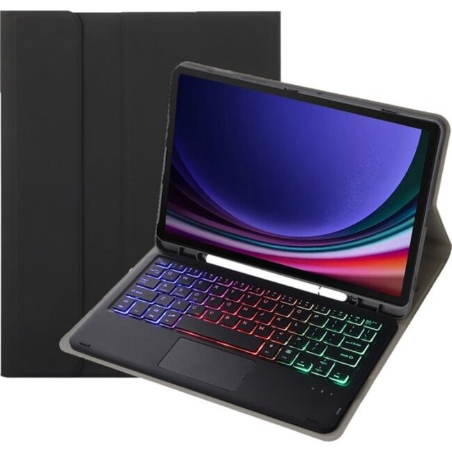 Toetsenbord hoes geschikt voor Samsung Galaxy Tab S10 Plus / Tab S9 Plus / Tab S9 FE Plus - 12.4 Inch - QWERTY - RGB - Stylus pen houder en Touchpad - Zwart