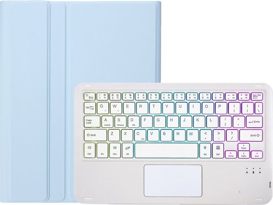 Toetsenbord hoes geschikt voor Samsung Galaxy Tab S10 Plus / Tab S9 Plus / Tab S9 FE Plus - 12.4 Inch - QWERTY - RGB - Stylus pen houder en Touchpad - Lichtblauw afbeelding