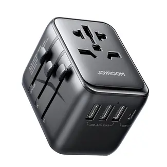 Joyroom Joyroom - Reislader universeel - Universele wereldstekker - Reisstekker - Reisadapter universeel 17W - EU/US/UK/JP/AU/CN - Zwart