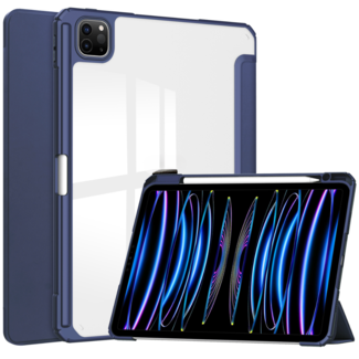 Case2go Case2go - Tablet hoes geschikt voor Apple iPad Pro 11 (2025) / Apple iPad Pro 11 (2024) - Acrylic Trifold case met Pencil houder - 11 Inch - Donker Blauw