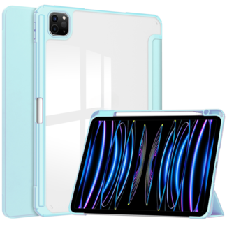 Case2go Case2go - Tablet hoes geschikt voor Apple iPad Pro 11 (2025) / Apple iPad Pro 11 (2024) - Acrylic Trifold case met Pencil houder - 11 Inch - Licht Blauw