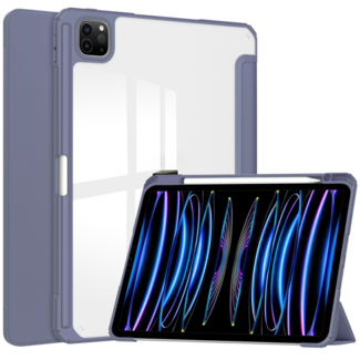 Case2go Case2go - Tablet hoes geschikt voor iPad Pro 11 (2024) - Acrylic Trifold case met Pencil houder - 11 Inch - Donker Paars