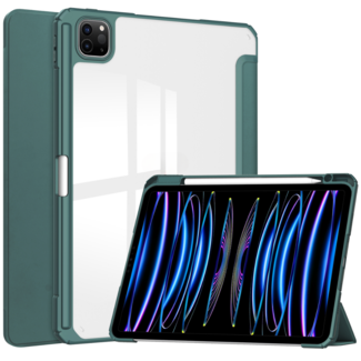 Case2go Case2go - Tablet hoes geschikt voor Apple iPad Pro 11 (2025) / Apple iPad Pro 11 (2024) - Acrylic Trifold case met Pencil houder - 11 Inch - Donker Groen