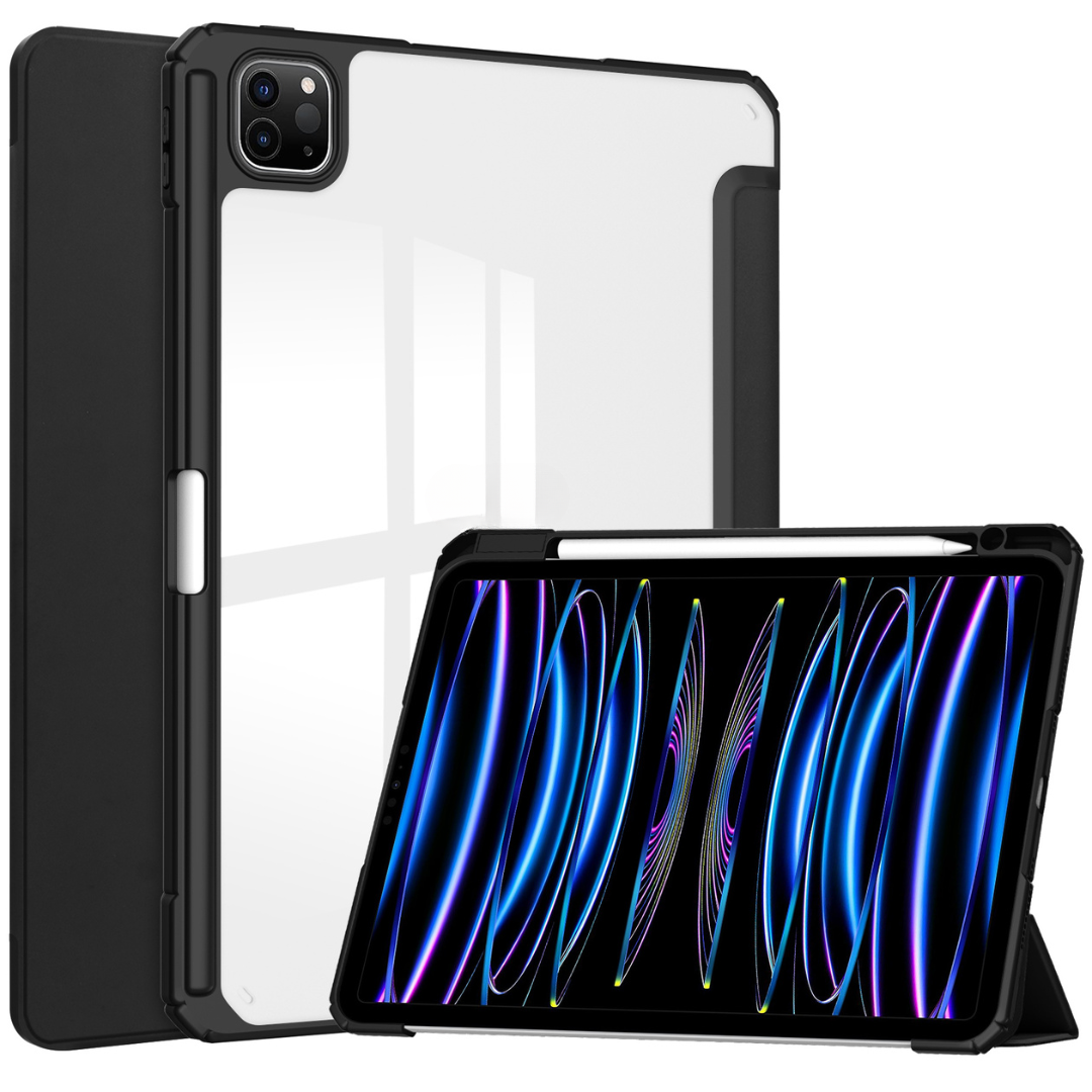 Case2go - Tablet hoes geschikt voor iPad Pro 11 (2024) - Acrylic Trifold case met Pencil houder - 11 Inch - Zwart afbeelding