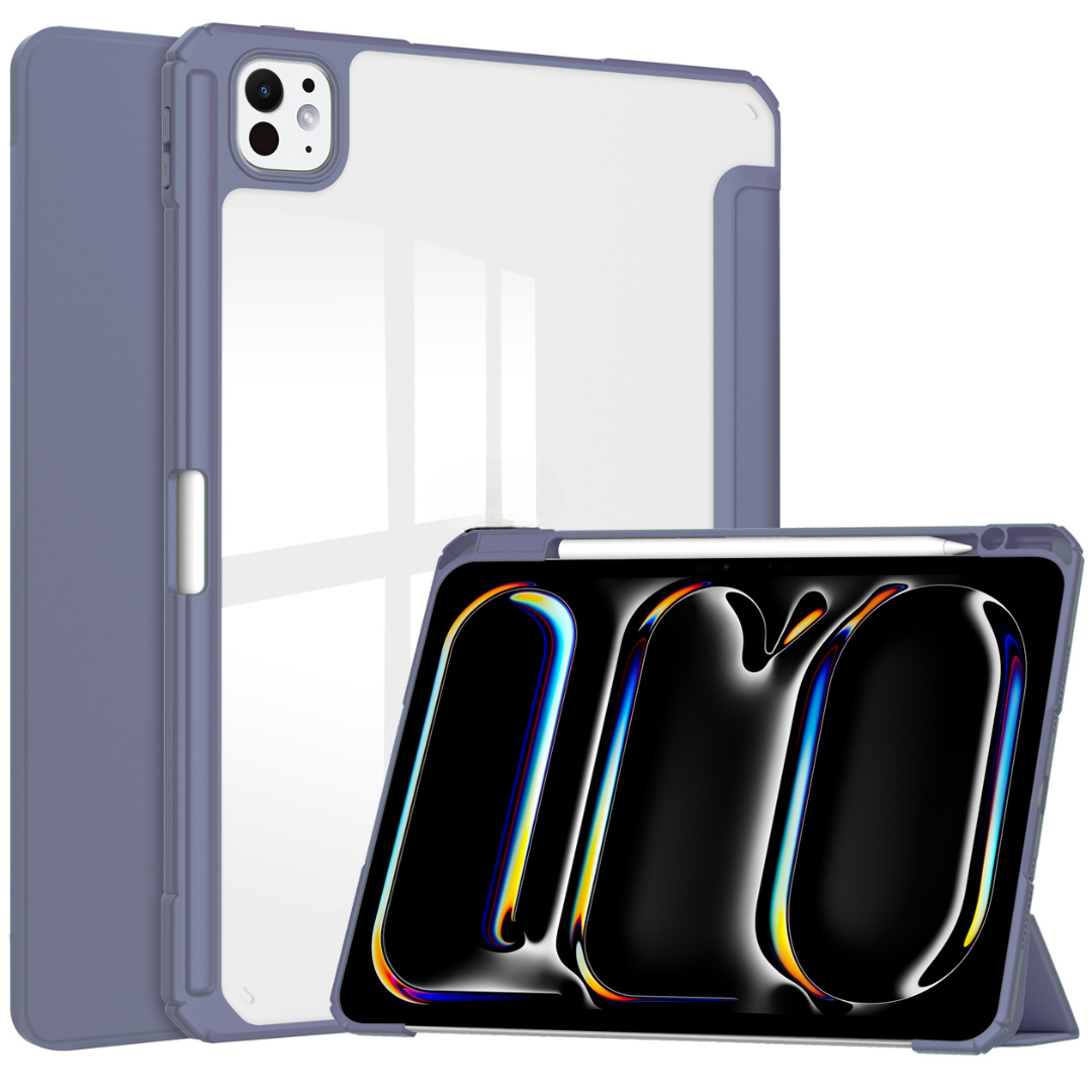 Case2go - Tablet hoes geschikt voor Apple iPad Pro 13 (2024) - Acrylic Trifold case met Pencil houder - Paars afbeelding