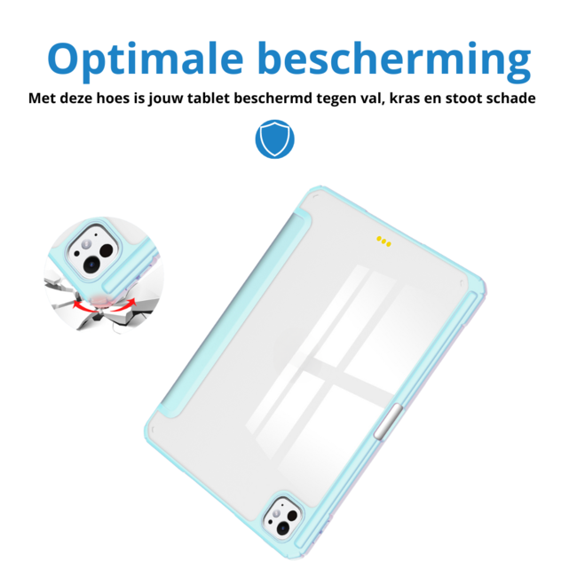 Case2go - Tablet hoes geschikt voor Apple iPad Pro 13 (2025/2024) - Acrylic Trifold case met Pencil houder - Licht Blauw