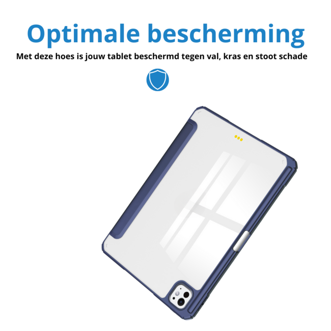 Case2go - Tablet hoes geschikt voor Apple iPad Pro 13 (2025/2024) - Acrylic Trifold case met Pencil houder - Donker Blauw
