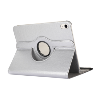 Case2go Case2go - Tablet hoes geschikt voor Apple iPad 11 (2025) A16 / Apple iPad 10.9 (2022) - Draaibare Bookcase - Zilver