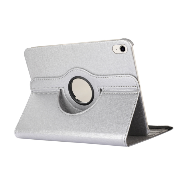 Case2go - Tablet hoes geschikt voor Apple iPad 11 (2025) A16 / Apple iPad 10.9 (2022) - Draaibare Bookcase - Zilver