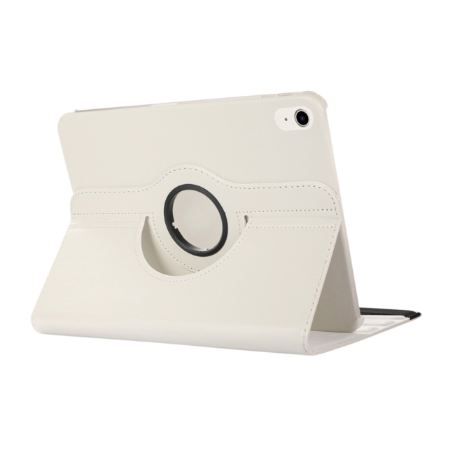 Case2go - Tablet hoes geschikt voor Apple iPad 11 (2025) A16 / Apple iPad 10.9 (2022) - Draaibare Bookcase - Wit