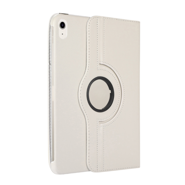 Case2go - Tablet hoes geschikt voor Apple iPad 11 (2025) A16 / Apple iPad 10.9 (2022) - Draaibare Bookcase - Wit