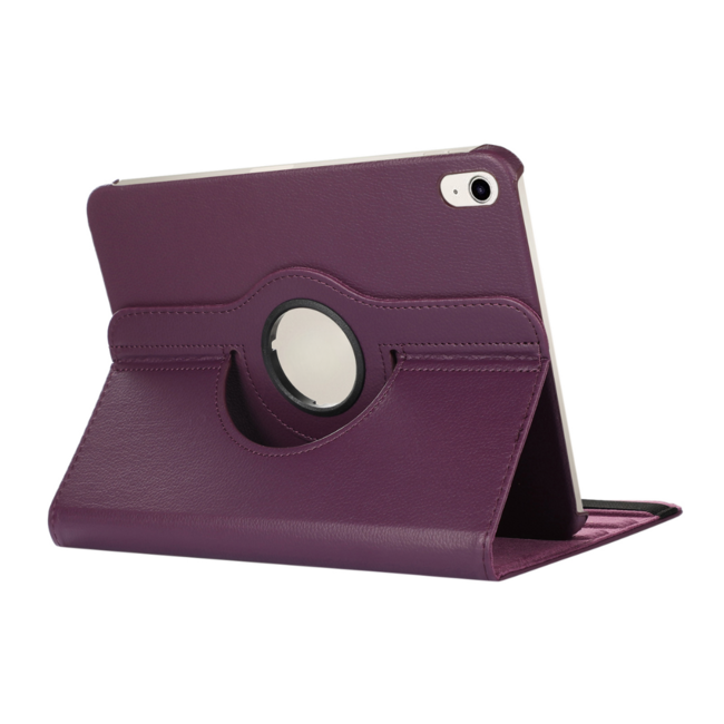 Case2go - Tablet hoes geschikt voor Apple iPad 11 (2025) A16 / Apple iPad 10.9 (2022) - Draaibare Bookcase - Paars