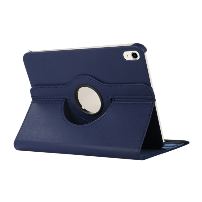 Case2go - Tablet hoes geschikt voor Apple iPad 11 (2025) A16 / Apple iPad 10.9 (2022) - Draaibare Bookcase - Donker Blauw