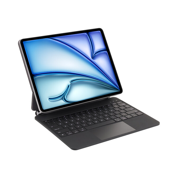 Case2go - Toetsenbord hoes geschikt voor Apple iPad Air 13 (2024) / iPad Pro 12.9 (2018-2022) - Bluetooth Toetsenbord hoes - met Touchpad - Zwart