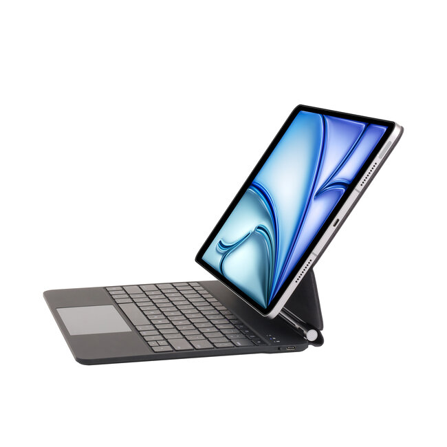Case2go - Toetsenbord hoes geschikt voor Apple iPad Air 13 (2024) / iPad Pro 12.9 (2018-2022) - Bluetooth Toetsenbord hoes - met Touchpad - Zwart