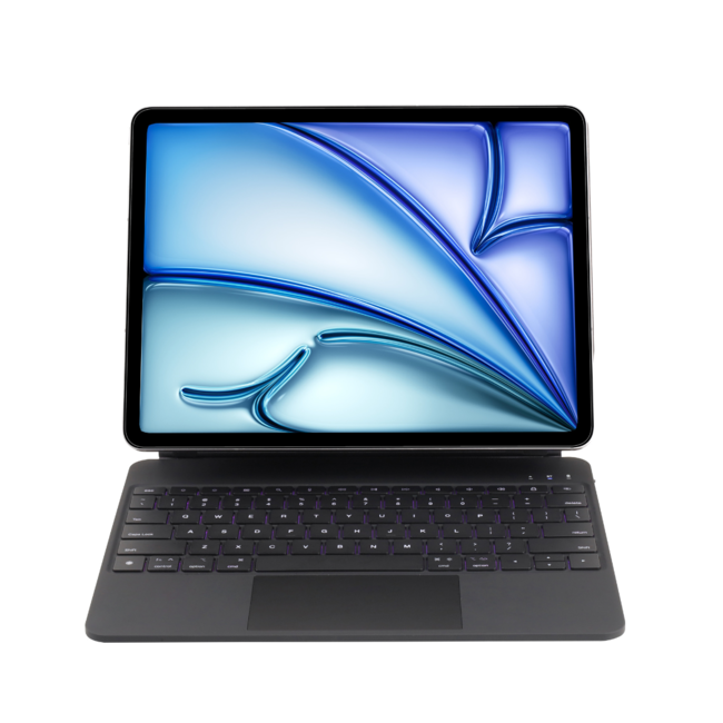 Case2go - Toetsenbord hoes geschikt voor Apple iPad Air 13 (2024) / iPad Pro 12.9 (2018-2022) - Bluetooth Toetsenbord hoes - met Touchpad - Zwart