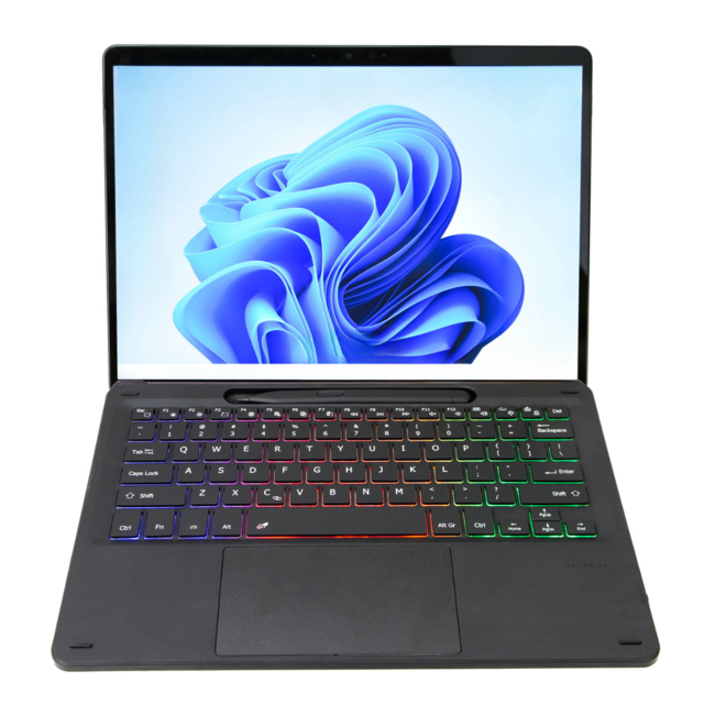 Bluetooth toetsenbord geschikt voor Microsoft Surface Pro X/8/9/10 - QWERTY - Bluetooth Toetsenbord Cover - Met touchpad, Pencilhouder en toetsenbord verlichting - Zwart