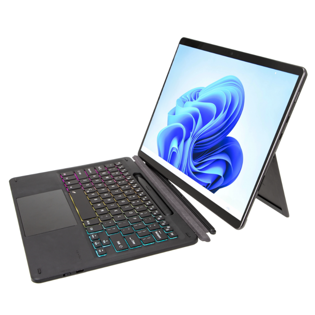 Bluetooth toetsenbord geschikt voor Microsoft Surface Pro X/8/9/10 - QWERTY - Bluetooth Toetsenbord Cover - Met touchpad, Pencilhouder en toetsenbord verlichting - Zwart