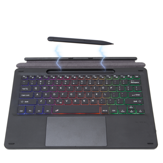 Bluetooth toetsenbord geschikt voor Microsoft Surface Pro X/8/9/10 - QWERTY - Bluetooth Toetsenbord Cover - Met touchpad, Pencilhouder en toetsenbord verlichting - Zwart