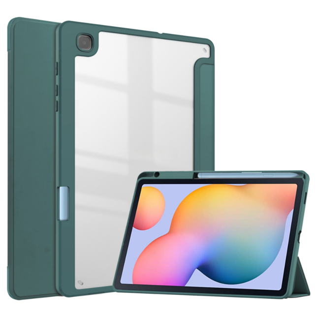 Case2go - Tablet hoes geschikt voor Samsung Galaxy Tab S6 Lite (2024) - Acrylic Trifold - Auto/Wake - Donker Groen