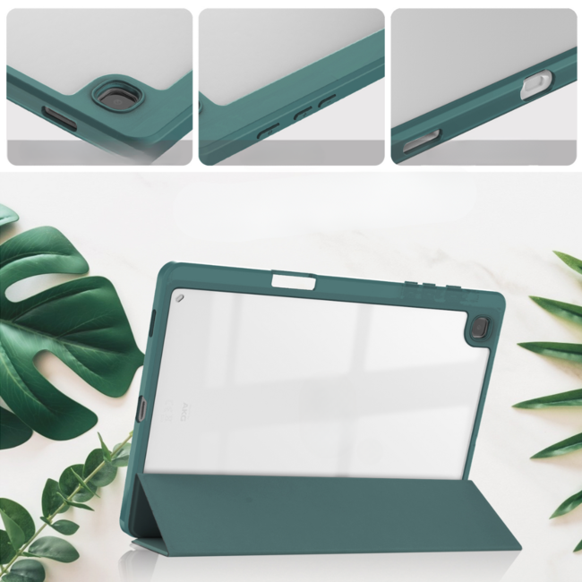 Case2go - Tablet hoes geschikt voor Samsung Galaxy Tab S6 Lite (2024) - Acrylic Trifold - Auto/Wake - Donker Groen