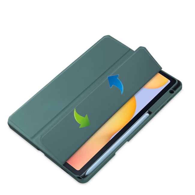 Case2go - Tablet hoes geschikt voor Samsung Galaxy Tab S6 Lite (2024) - Acrylic Trifold - Auto/Wake - Donker Groen