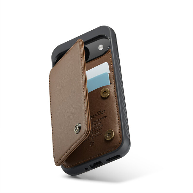 CaseMe - Telefoonhoesje geschikt voor Google Pixel 9/9 Pro - Back Cover met RFID Pasjeshouder - Bruin