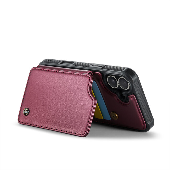 CaseMe - Telefoonhoesje geschikt voor Apple iPhone 16 Plus - Back Cover met RFID Pasjeshouder - Rood