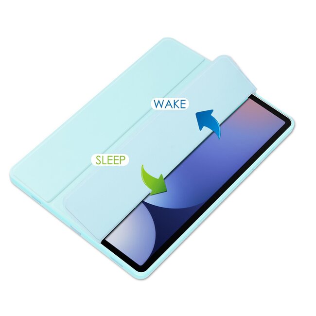 Case2go - Tablet hoes geschikt voor Samsung Galaxy Tab S10 Plus - Acrylic Trifold - Auto/Wake - 12.4 Inch - Lichtblauw