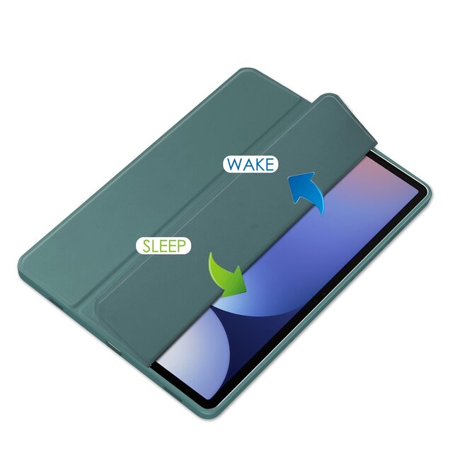 Case2go - Tablet hoes geschikt voor Samsung Galaxy Tab S10 Plus - Acrylic Trifold - Auto/Wake - 12.4 Inch - Donkergroen