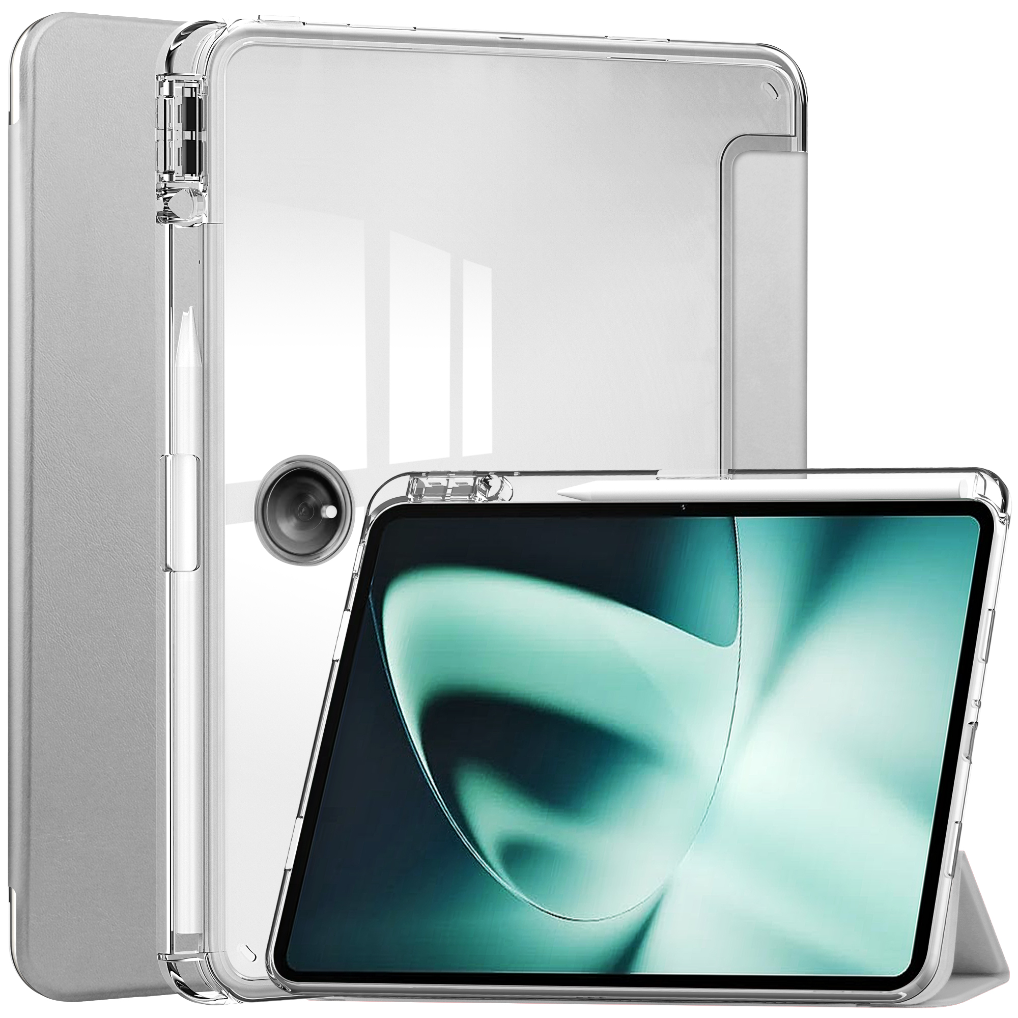 Case2go - Tablet hoes geschikt voor Oppo OnePlus PAD 2023/Oppo pad 2 - Acrylic Trifold - Auto/Wake - 11.61 Inch - Zilver afbeelding