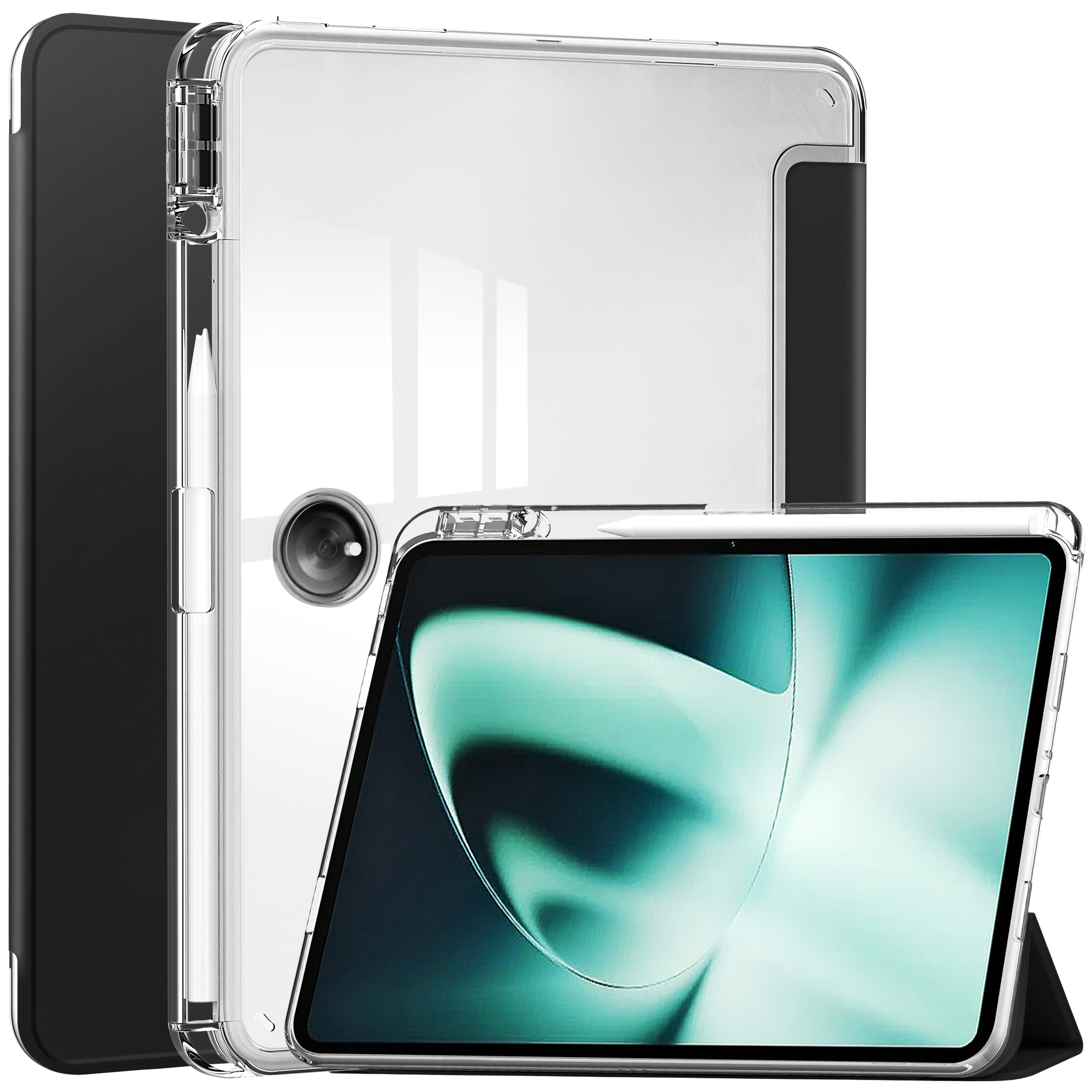 Case2go - Tablet hoes geschikt voor Oppo OnePlus PAD 2023/Oppo pad 2 - Acrylic Trifold - Auto/Wake - 11.61 Inch - Zwart afbeelding
