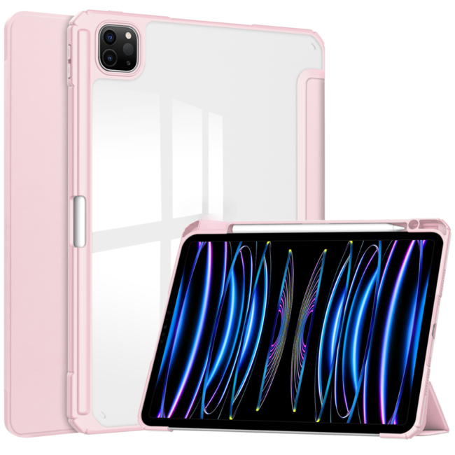 Case2go - Tablet hoes geschikt voor Apple iPad Pro 11 (2025) / Apple iPad Pro 11 (2024) - Acrylic Trifold case met Pencil houder - 11 Inch - Licht Roze