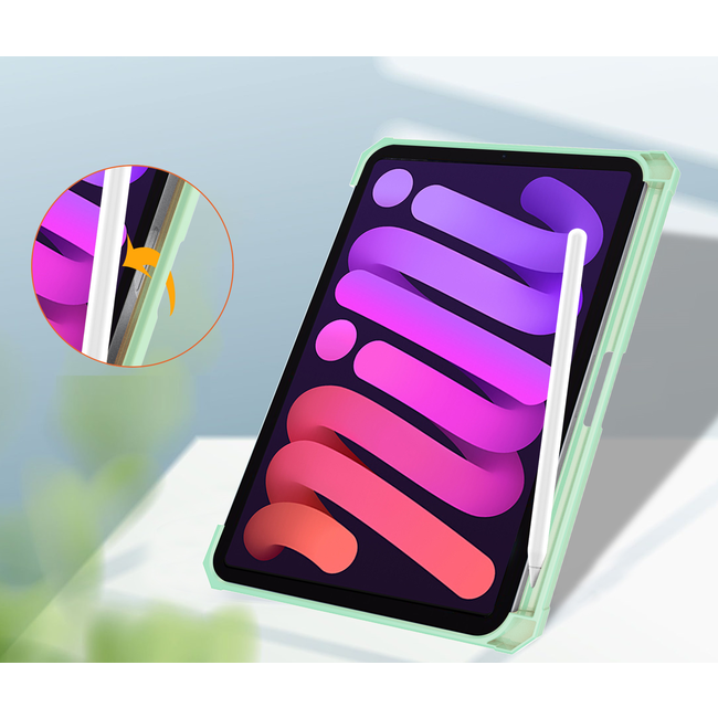 Tablet hoes geschikt voor Apple iPad Mini 7 (2024) - Acrylic Trifold case - met Auto/Wake functie en Magneetsluiting - Mint Groen