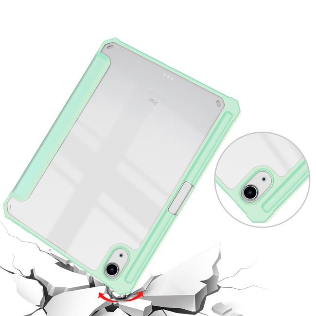 Tablet hoes geschikt voor Apple iPad Mini 7 (2024) - Acrylic Trifold case - met Auto/Wake functie en Magneetsluiting - Mint Groen