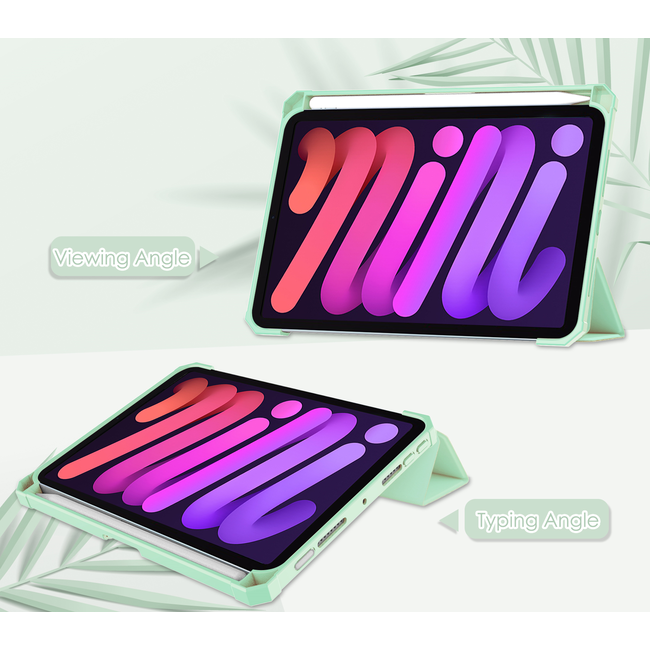 Tablet hoes geschikt voor Apple iPad Mini 7 (2024) - Acrylic Trifold case - met Auto/Wake functie en Magneetsluiting - Mint Groen