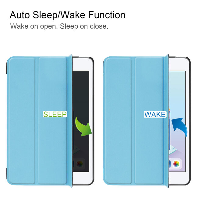 Tablet hoes geschikt voor iPad Mini 2021 - Tri-Fold Book Case - Licht Blauw
