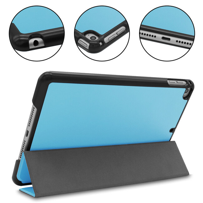 Tablet hoes geschikt voor iPad Mini 2021 - Tri-Fold Book Case - Licht Blauw