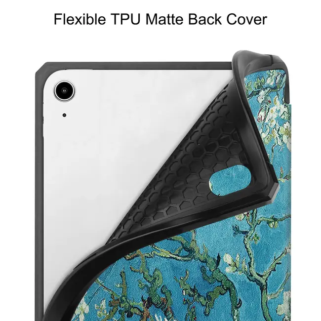 Case2go - Tablet hoes geschikt voor Apple iPad Mini 7 (2024) - 8.3 inch - TPU Book Case met Apple Pencil Houder - Witte Bloesem