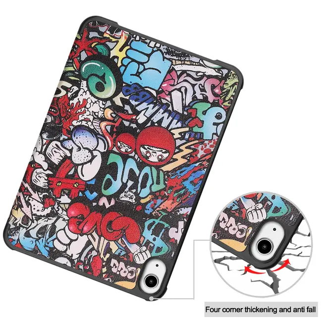 Case2go - Tablet hoes geschikt voor Apple iPad Mini 7 (2024) - 8.3 inch - TPU Book Case met Apple Pencil Houder - Graffiti