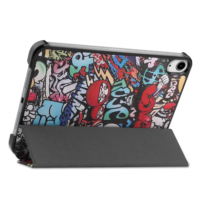 Case2go - Tablet hoes geschikt voor Apple iPad Mini 7 (2024) - 8.3 inch - TPU Book Case met Apple Pencil Houder - Graffiti
