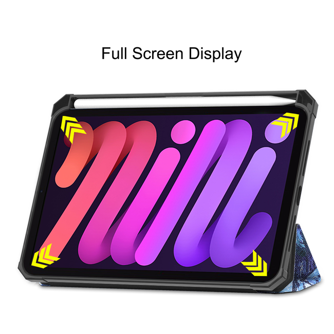 Case2go - Tablet hoes geschikt voor Apple iPad Mini 7 (2024) - 8.3 inch - TPU Book Case met Apple Pencil Houder - Sterrenhemel