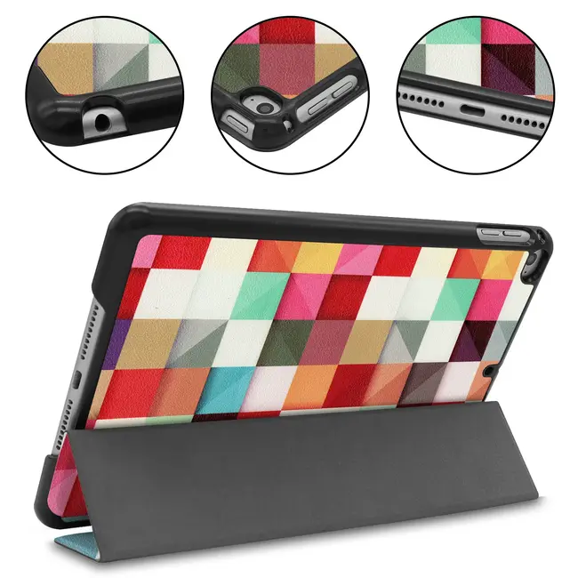 Tablet hoes geschikt voor Apple iPad Mini 7 (2024) - Tri-Fold Book Case - met Auto/Wake functie - Blocks